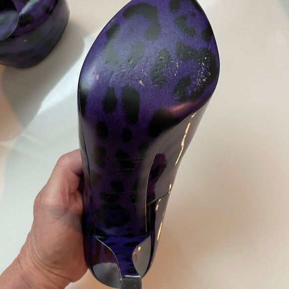 Dolce & Gabbana Purple Leopard Patent Pumps Size 38 RARE - Picture 8 of 9